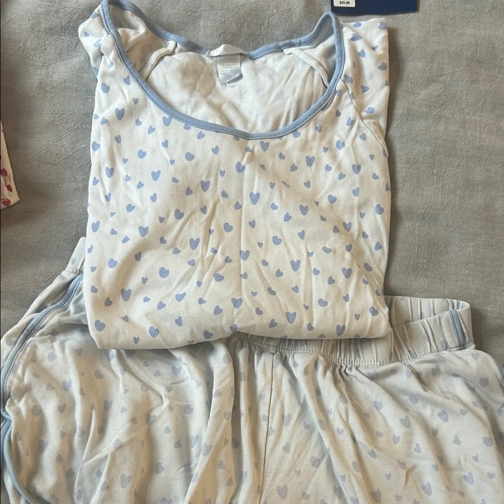Lake Pajamas Light Blue Heart Pajamas - Picture 2 of 4